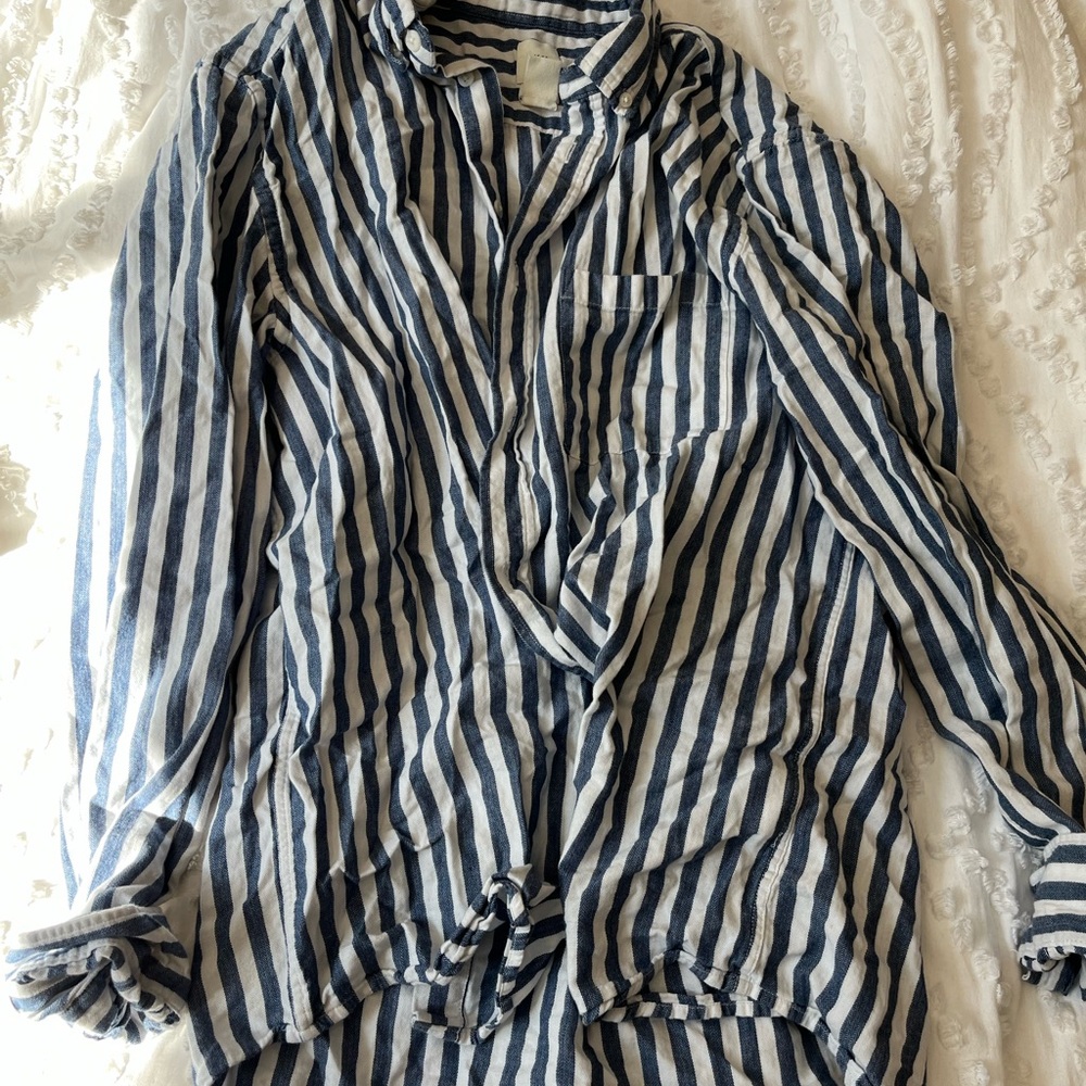 Striped Blue and White Women's Top